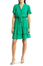 Nanette Lepore Short Sleeve Tie Midi Pleated Dress in Cobalt at Nordstrom Rack